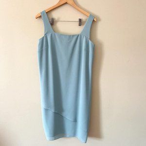 Ursula of Switzerland Blue Sleeveless Layered Midi Dress Size 12 Petite